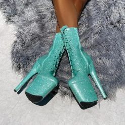 Hella Heels The Glitterati 8inch Boots - Baby Blues Shoes