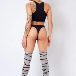 Accessories Rolling Over The Knee Socks - Lurex Zebra (3 Sizes Available)