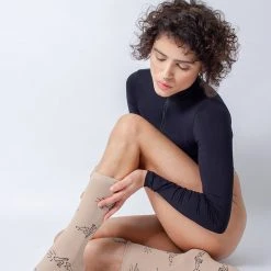 Rolling Calf High Logo Mania Socks - Beige