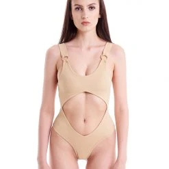 All Pole Wear Hamade Activewear Cut Out Bodysuit - Beige