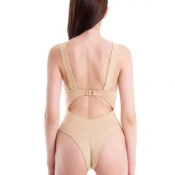 All Pole Wear Hamade Activewear Cut Out Bodysuit - Beige