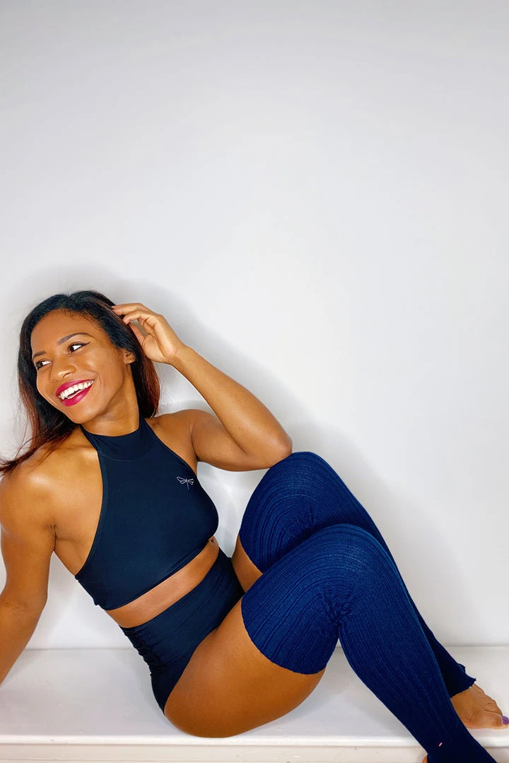 Pole Junkie Thigh High Legwarmers - Navy 2 Pole Junkie Thigh High Legwarmers - Navy