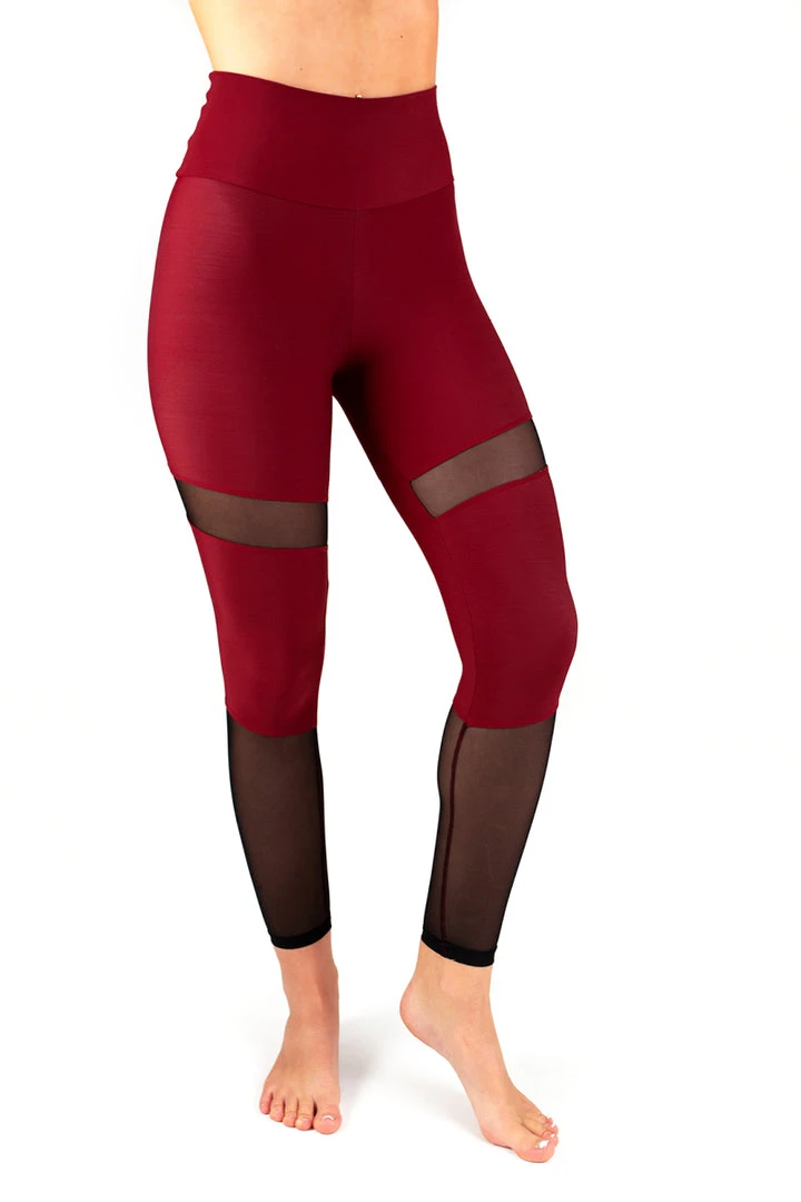 All Pole Wear Dragonfly Barbara Leggings - Burgundy Mesh 1 All Pole Wear Dragonfly Barbara Leggings - Burgundy Mesh