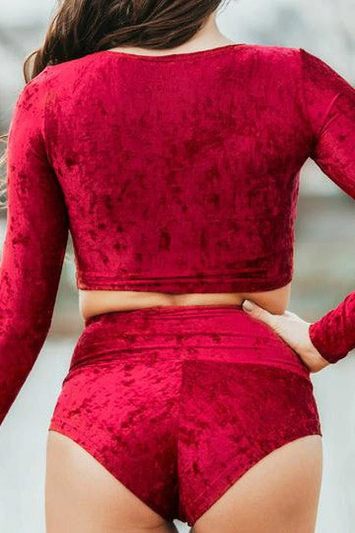 Dragonfly Pavi Crop Top - Velvet Red All Pole Wear 2 Dragonfly Pavi Crop Top - Velvet Red All Pole Wear