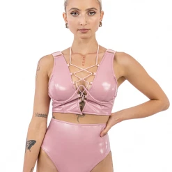 Naughty Thoughts Sinner Vinyl OO Top - Pink