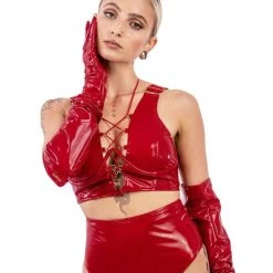Naughty Thoughts Sinner Vinyl OO Top - Red All Pole Wear
