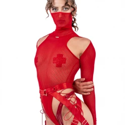 Naughty Thoughts XXX Rated See Through Bodysuit - Red