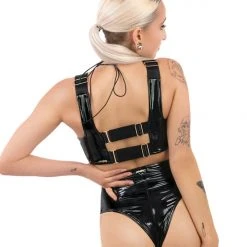 Naughty Thoughts Sinner Vinyl High Waist Shorts - Black