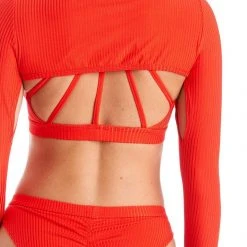 Bandurska Darcey Sleeves - Ribbed Red