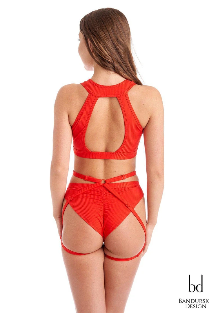 Bandurska New Moon Suspender Accessory - Ribbed Red Accessories 3 Bandurska New Moon Suspender Accessory - Ribbed Red Accessories