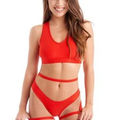 Bandurska New Moon Suspender Accessory - Ribbed Red Accessories 11 Bandurska New Moon Suspender Accessory - Ribbed Red Accessories