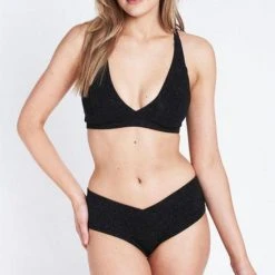 Lunalae Luminous Low Waist Shorts - Black Sparkle