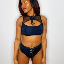 Hamade Activewear Lace Up High Cut Bottoms - Black All Pole Wear 13 Hamade Activewear Lace Up High Cut Bottoms - Black All Pole Wear