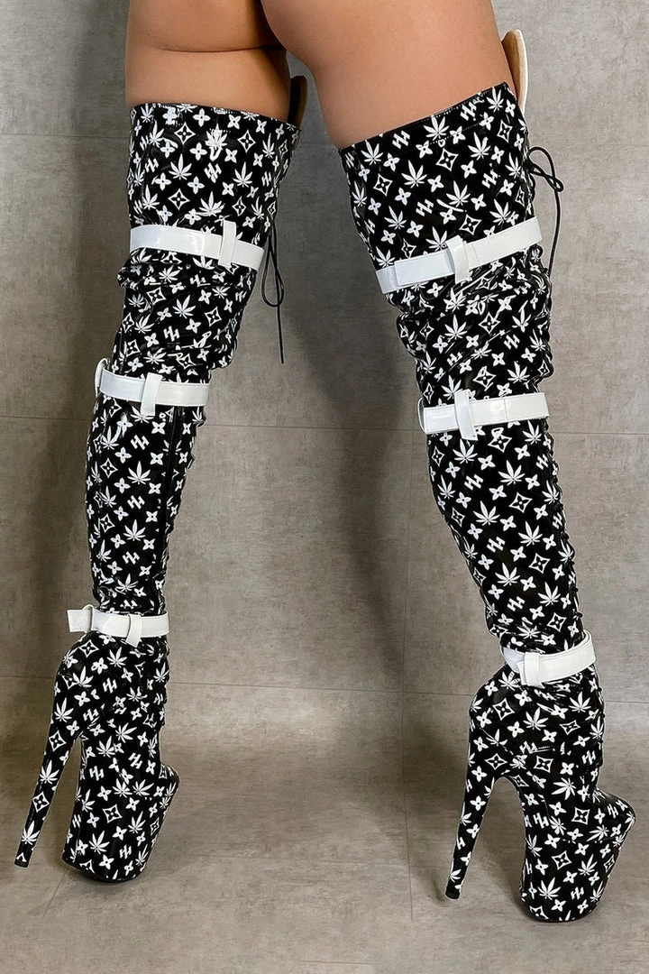 Hella Heels Branded Thigh High 8inch Boots - Black 7 Hella Heels Branded Thigh High 8inch Boots - Black