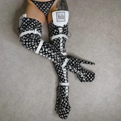 Hella Heels Branded Thigh High 8inch Boots - Black 29 Hella Heels Branded Thigh High 8inch Boots - Black