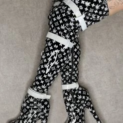 Hella Heels Branded Thigh High 8inch Boots - Black 18 Hella Heels Branded Thigh High 8inch Boots - Black