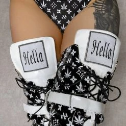 Hella Heels Branded Thigh High 8inch Boots - Black 23 Hella Heels Branded Thigh High 8inch Boots - Black