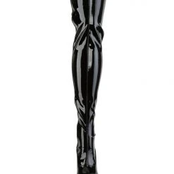 Pleaser USA Flamingo-3063 8inch Thigh High Pleaser Boots - Patent Black Shoes