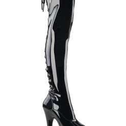 Pleaser USA Flamingo-3063 8inch Thigh High Pleaser Boots - Patent Black Shoes