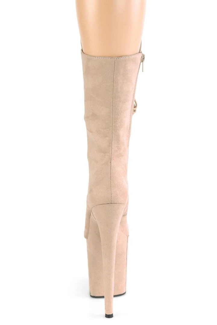 Pleaser USA Flamingo-1050FS Faux Suede 8inch Pleaser Boots - Beige 4 Pleaser USA Flamingo-1050FS Faux Suede 8inch Pleaser Boots - Beige