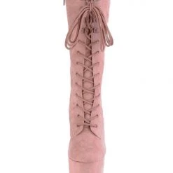 Pleaser USA Flamingo-1050FS Faux Suede 8inch Pleaser Boots - Dusty Blush Shoes