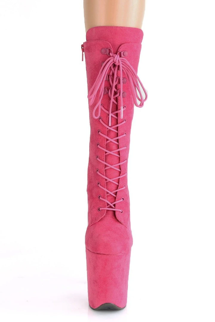 Pleaser USA Flamingo-1050FS Faux Suede 8inch Pleaser Boots - Hot Pink 2 Pleaser USA Flamingo-1050FS Faux Suede 8inch Pleaser Boots - Hot Pink