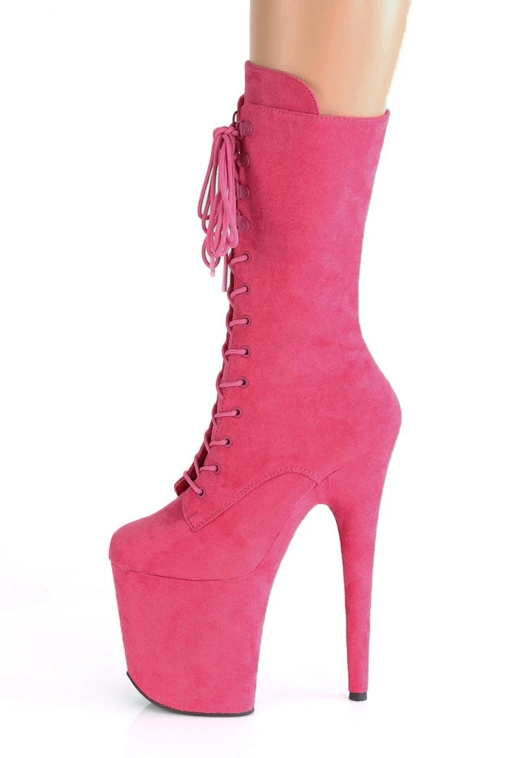 Pleaser USA Flamingo-1050FS Faux Suede 8inch Pleaser Boots - Hot Pink 5 Pleaser USA Flamingo-1050FS Faux Suede 8inch Pleaser Boots - Hot Pink