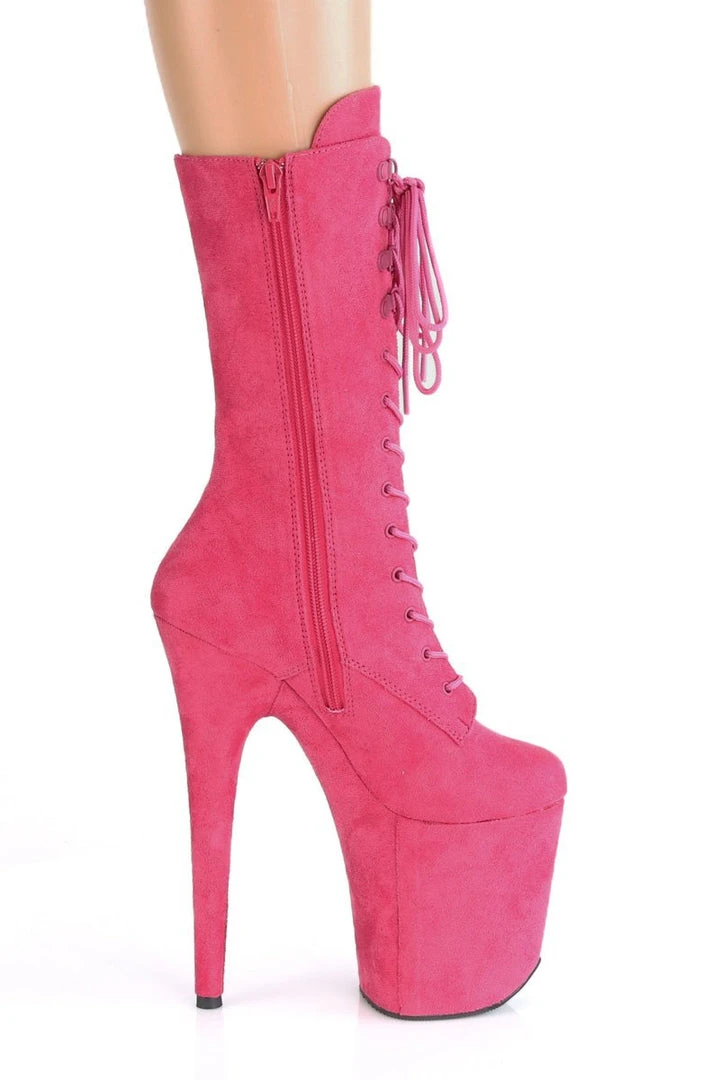 Pleaser USA Flamingo-1050FS Faux Suede 8inch Pleaser Boots - Hot Pink 4 Pleaser USA Flamingo-1050FS Faux Suede 8inch Pleaser Boots - Hot Pink