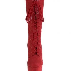 Pleaser USA Flamingo-1050FS Faux Suede 8inch Pleaser Boots - Red