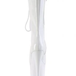 Pleaser USA Flamingo-1051 8inch Peep Toe Pleaser Boots - Patent White Shoes