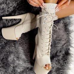 Shoes Hella Heels LipKit Open Toe 8inch Boots - No Angel