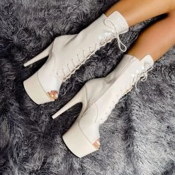 Hella Heels LipKit Open Toe 7inch Boots - No Angel Shoes