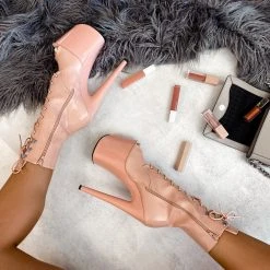 Hella Heels LipKit Open Toe 8inch Boots - Dream On Shoes