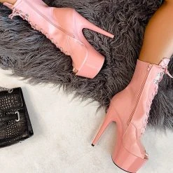 Hella Heels LipKit Open Toe 7inch Boots - Candy Shop