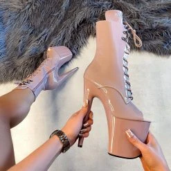 Hella Heels LipKit Open Toe 8inch Boots - Boujee Shoes