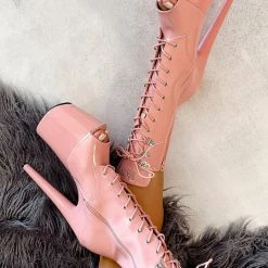 Hella Heels LipKit Open Toe 8inch Boots - Candy Shop