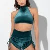 All Pole Wear RAD Velvet Side String Shorts - Forest Green
