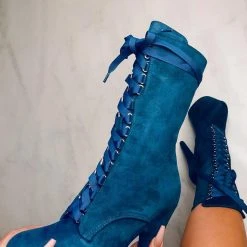Hella Heels High BabyDoll 7inch Boots - Teal