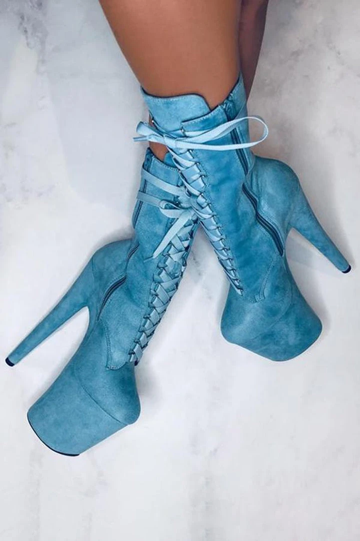 Shoes Hella Heels High BabyDoll 8inch Boots - Baby Blue 2 Shoes Hella Heels High BabyDoll 8inch Boots - Baby Blue