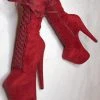 Hella Heels High BabyDoll 8inch Boots - Dark Red