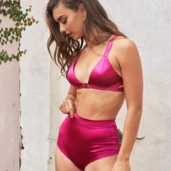 Lunalae High Waist Shorts - Satin Magenta
