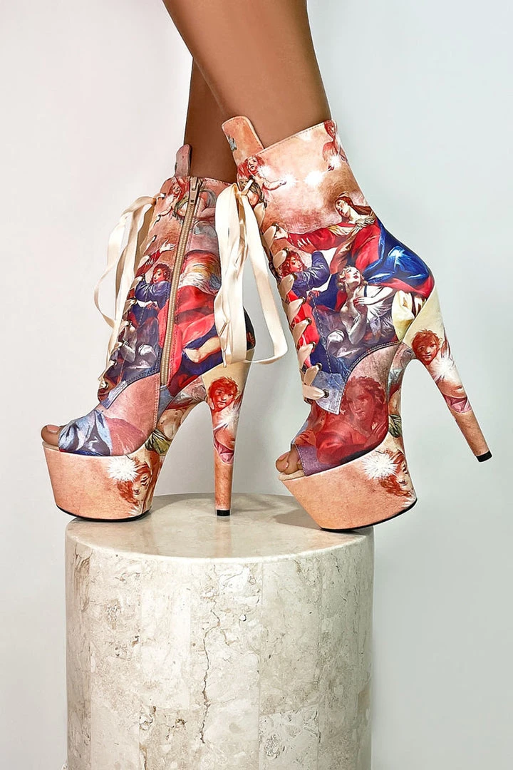 Hella Heels Renaissance Open Toe 7inch Boots - Holier Than Thou Shoes 1 Hella Heels Renaissance Open Toe 7inch Boots - Holier Than Thou Shoes