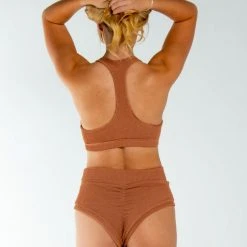 New In AMBR Designs Waffle Halter Top - Sand