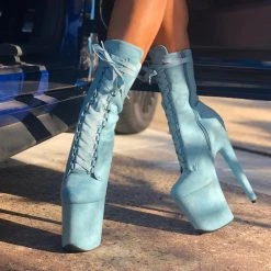 Shoes Hella Heels High BabyDoll 8inch Boots - Baby Blue 11 Shoes Hella Heels High BabyDoll 8inch Boots - Baby Blue