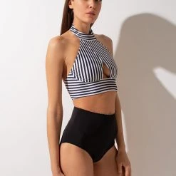 Shark Polewear Double-sided High Waist Shorts - Striped/Black