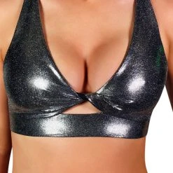 All Pole Wear Cleo The Hurricane Twist Sports Bra - Metallic Chrome