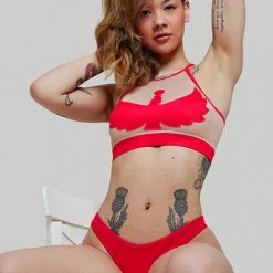 Creatures Of XIX I S I S Halter Top - Red With Sand Mesh All Pole Wear 11 Creatures Of XIX I S I S Halter Top - Red With Sand Mesh All Pole Wear