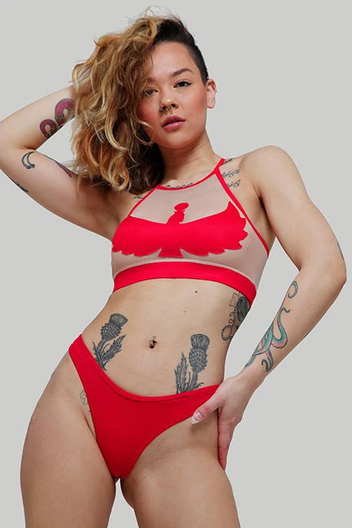 Creatures Of XIX I S I S Halter Top - Red With Sand Mesh All Pole Wear 2 Creatures Of XIX I S I S Halter Top - Red With Sand Mesh All Pole Wear