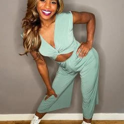 Exo Wear Twist Flow Jumpsuit - Sage Green