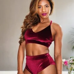 REV ACTIV High Waist Shorts - Wine Velvet All Pole Wear